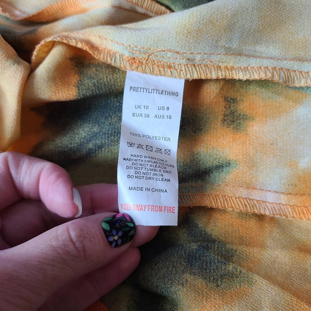 PRETTY LITTLE THING |ORANGE/YELLOW TIE-DYE CORSET TOP | SIZE 6 - Picture 4 of 10